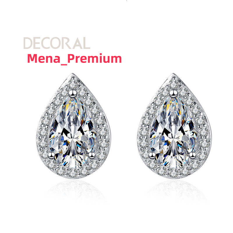 Factory Wholesale 1 Carat Waterdrop Moissanite Earrings for Women VVS Pass Diamond Tester Fine Jewelry Studs