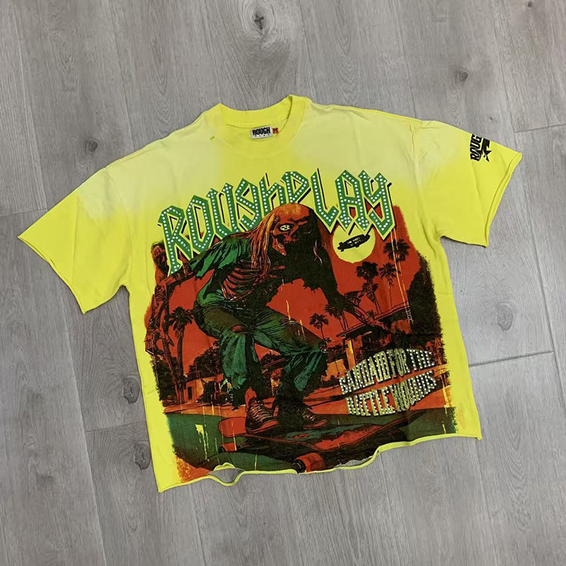 RoughPlay Mens Designer Graphic Tee Stylish Streetwear Fashion Shirt with Hip Hop Y2K Vibes Oversized Fit in US Sizes S- XL