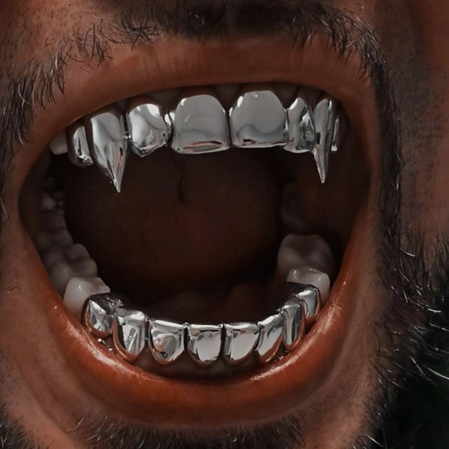 Livraison gratuite Designer Rappeur Huit Dents Sharp Tiger Explosion Or Plaqué Hip Hop Dents Ensemble pour Hommes Femmes Qualité Bijoux Accessoir