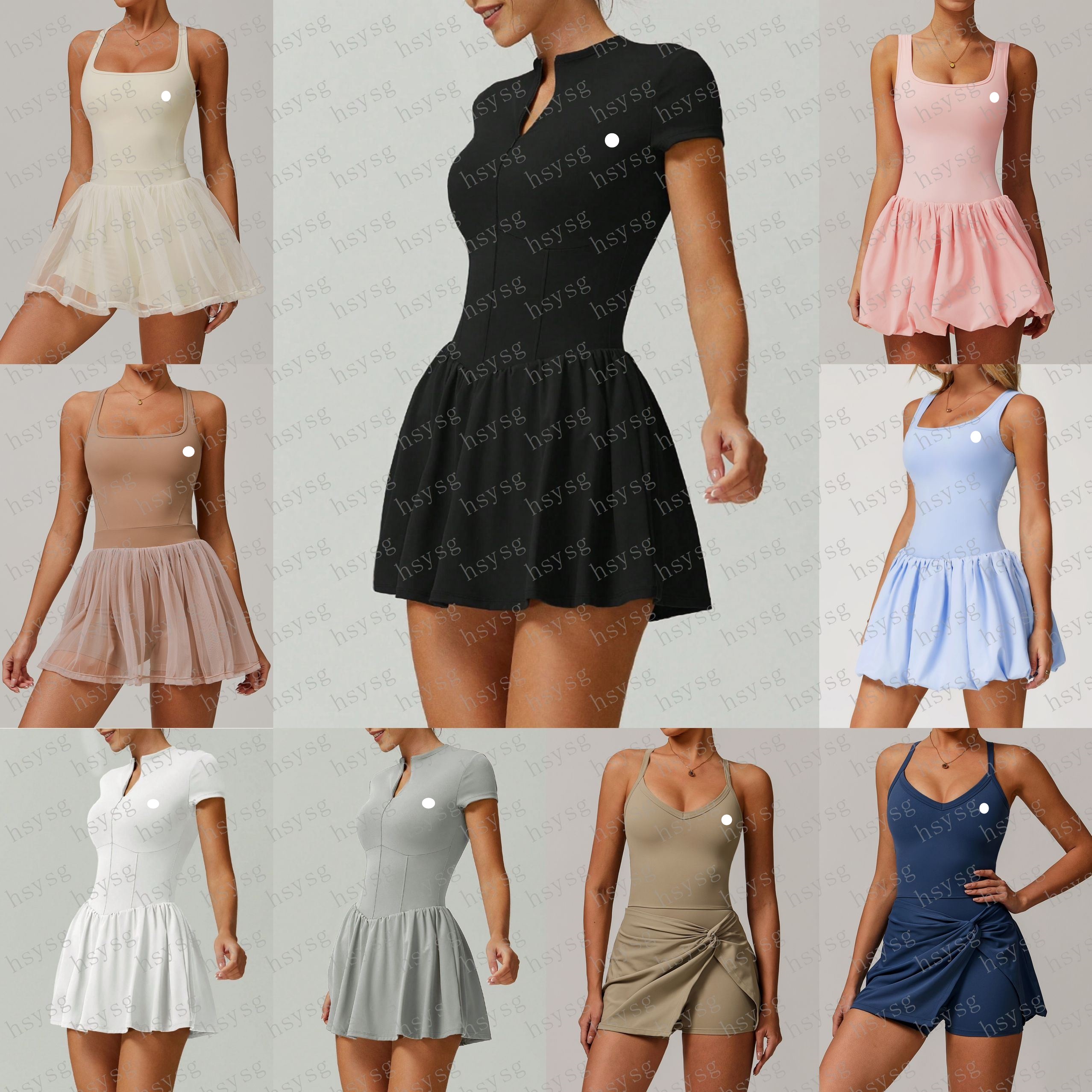 2 Piece Set Women Designer Fake Two Piece Eco Friendly Recycled Dress Mesh Breathable Quick Dry Sports Running Anti Exposure Tennis Skirt Tennis Out