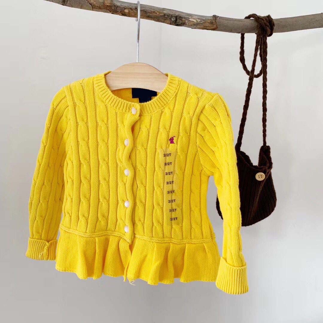 Classic Knitted Cardigan Girls Coat Kids Designer Clothes Autumn Winter Sweaters Baby Kid Knit Shirts Outerwear Ruffled Jacket Children