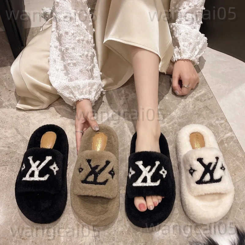 2025 New Popular Womens Slippers Party Plush Summer New BestSelling Furry Home Shoes Fur Flip Flops Female Slides Fur Shoes T250909