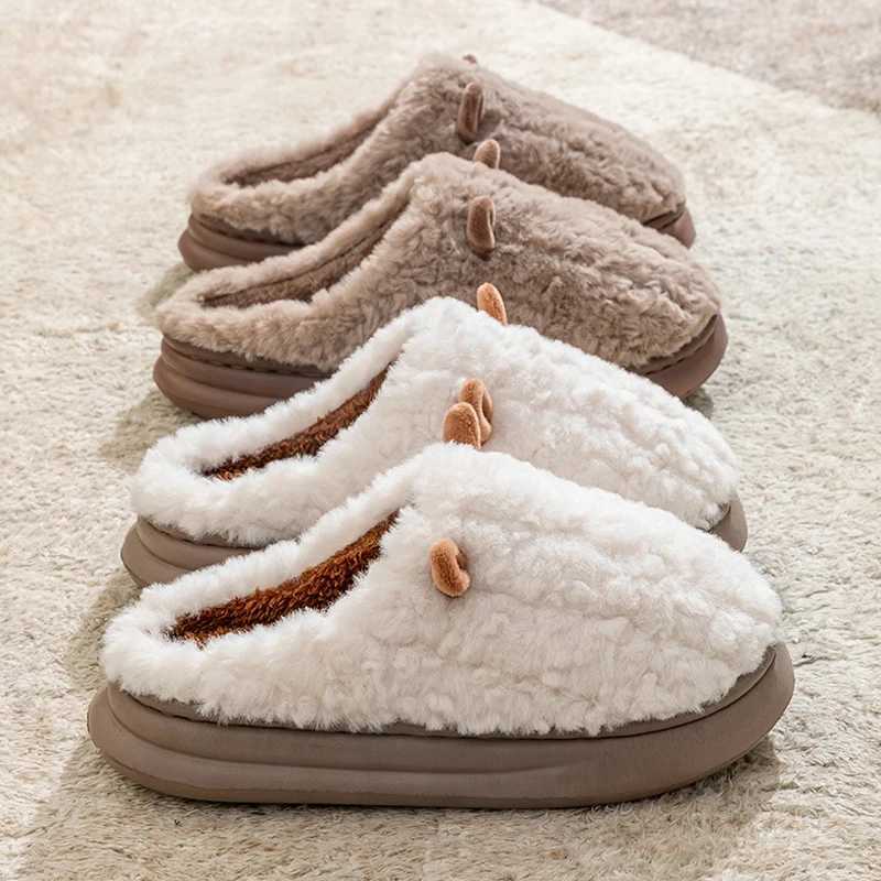 Women's Winter Slippers - Plush Fleece-Lined House Shoes Warm Indoor/Outdoor Cotton Slippers with Non-Slip Sole T260922