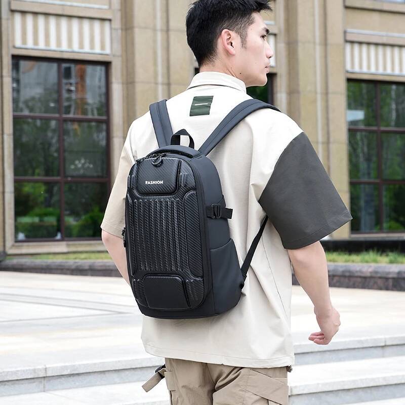 Bag Trend Hard Shell Backpacks For Men Minimalist Black Business Small Backpack Surface Waterproof Student Travel Motorcycle Bag accessories High Qu