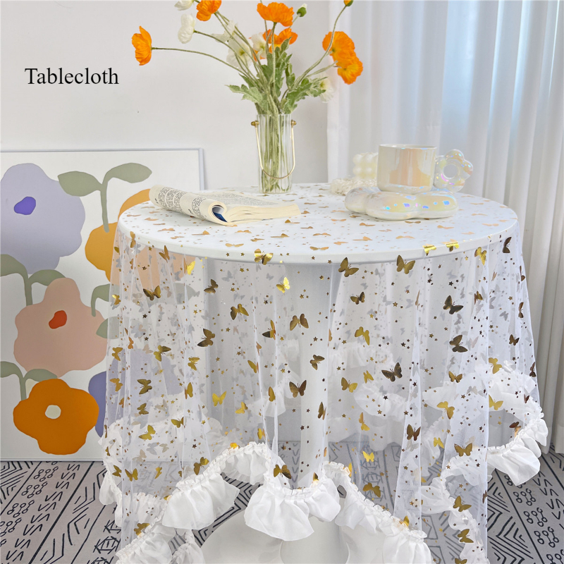 2025 Pastoral Decoration Dream Dessert Table Mat Tablecloth Star Yarn White Dance Accessories Network-image-1074391111