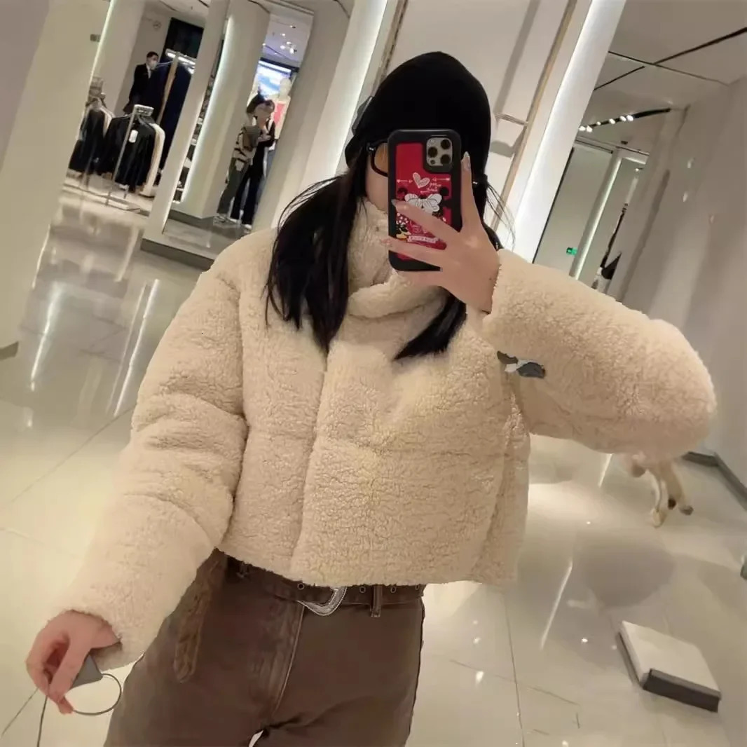 Womens Winter Artificial Lamb Wool Thickened Fleece Cotton Clothing Warm Short Jacket 250909BJ