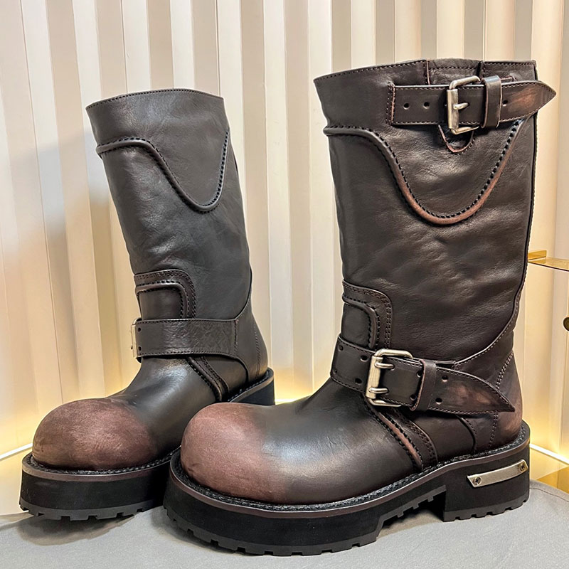 Winter Mens Womens Venom Boot black calfskin Designer brown Worn out effect midsole boots retro Womens brand calf leather boots TPU rubber sole size