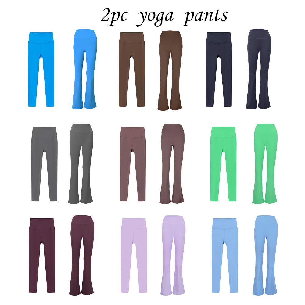 2 Piece Set Bell-bottoms and Pants Slim Fit Leggings Designer Yoga Pilates Running Gym Workout Casual Wear Activewear-image-1074386309