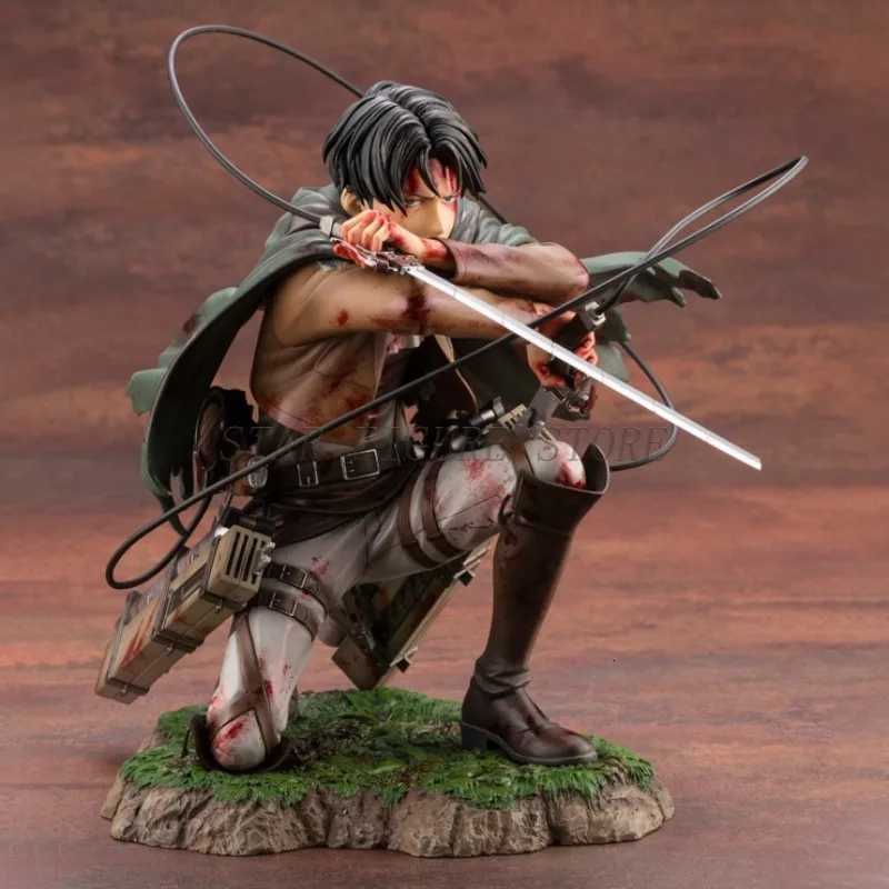 Attack On Titan Action Figure Levi Ackerman Figurine 18cm Collection Shingeki no Kyojin Statue Battle Damage Rivaille Model Toys K260325-image-1096834173