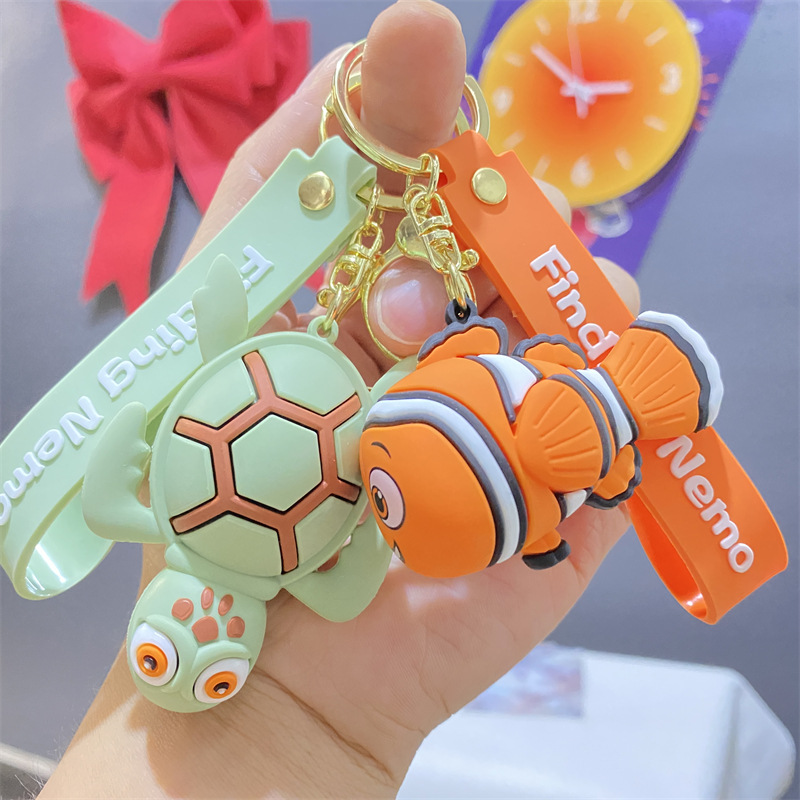 New High-Quality Creative Cartoon Finding Nemo Keychain Adorable Marine Animal World Clownfish Shark Key Chain Small Gift Keychain Pendant Wholes-image-1074503378