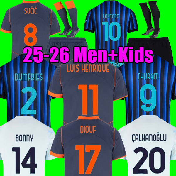 LAUTARO 25 26 soccer jerseys BARELLA THURAM DIMARCO LUIS HENRIQUE INTERES MILANES 2025 2026 football shirt men kids set uniforms BONNY DUMFRIES K-image-883734866