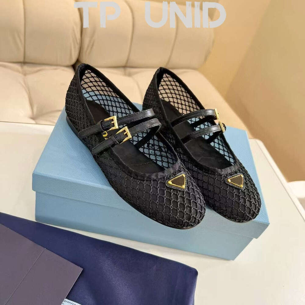 Summer 2025 Dress New Womens Shoes Flat OneStrap Mesh Ballet Shoes Shallow Mary Jane Flats 915
