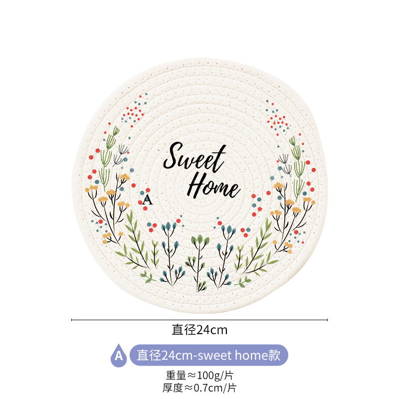 2025 Woven TABLE Printed Dining Table Plate Cup Round Pot Mat Bowl Mat CR5-image-1074632863