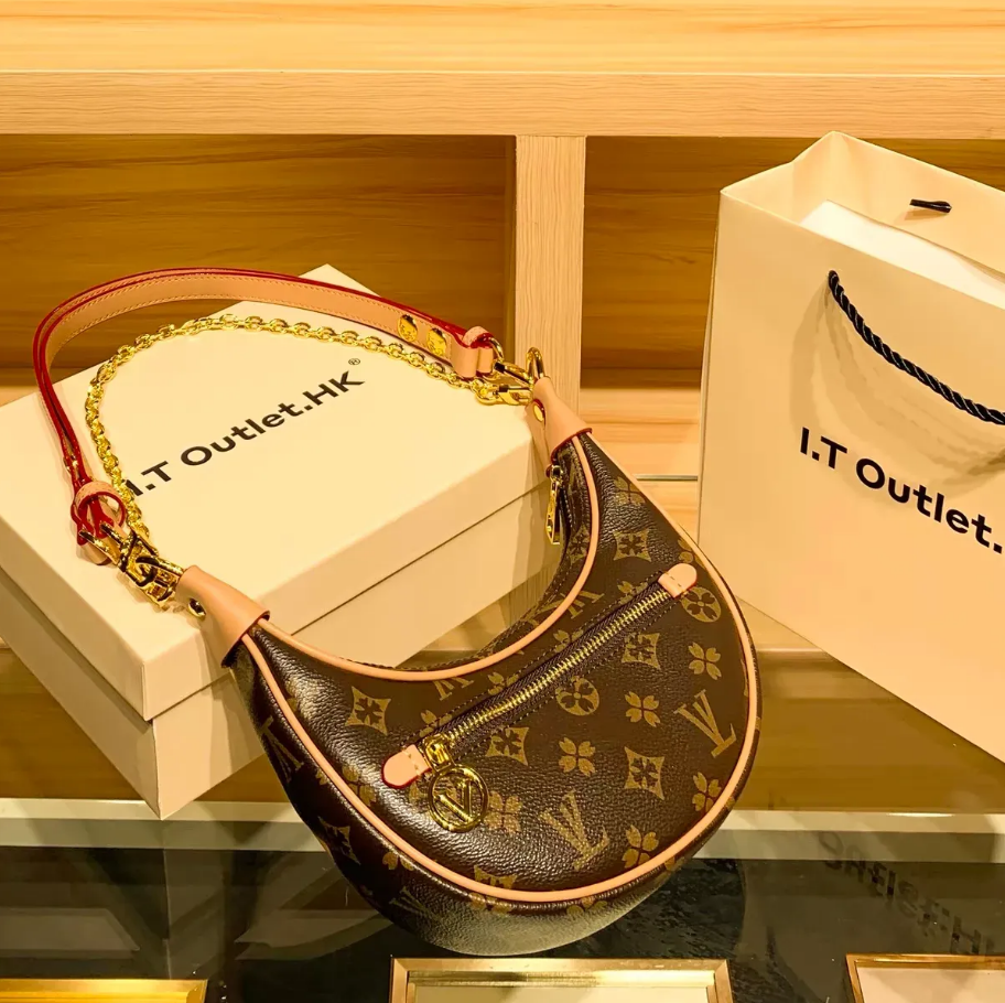 Luxury Designer Loop Hobo Shoulder Bag Women Leather Handbag Vintage Crossbody Half-Moon Croissant Bags Sleek Design Satchel Wallet Purses