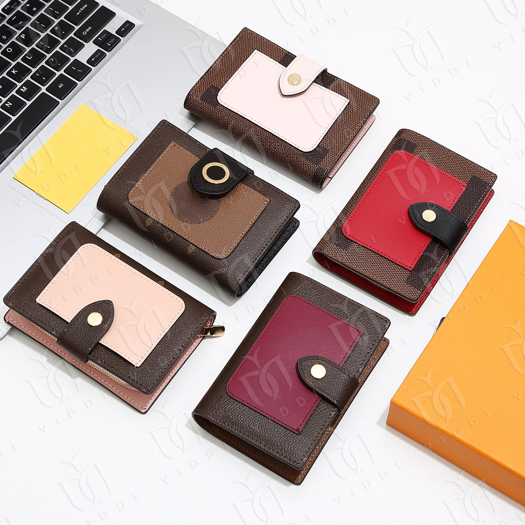 Brown flower Money clip coin purse Luxury Designer Short Wallet Man Womens Multifunctional with card slot Wallet Card Holder Designer Snap Wallet Zi