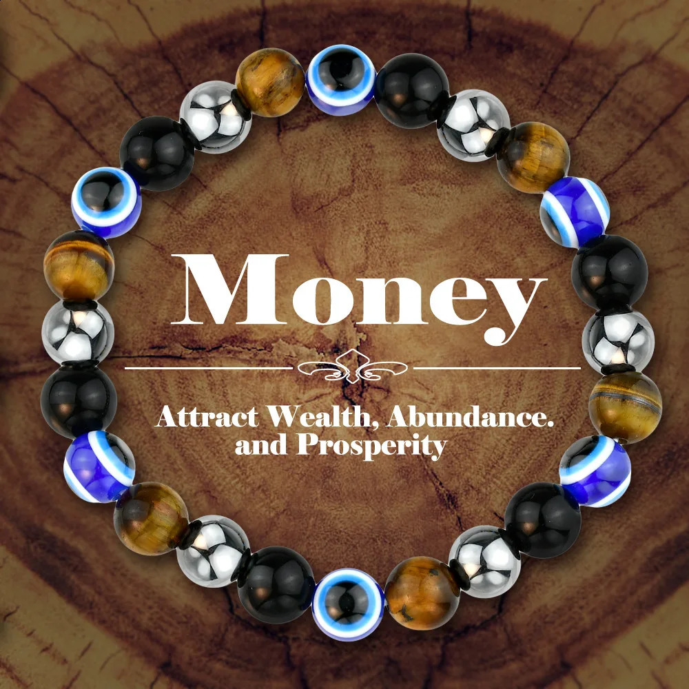 Oaiite Bracelets en pierre naturelle de haute qualité attire de l'argent richesse Pulse Pulse Hematite Tiger Eye for Men Women cadeaux 250918