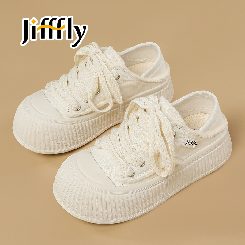 Jifffly White for Women 2025 Breathable New Thick soled Snea