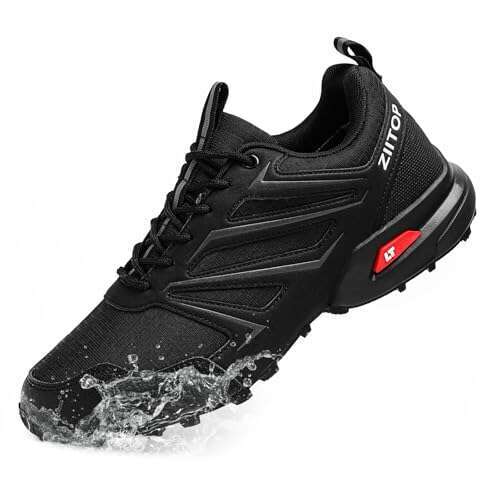 2026 Men's Trail Running Shoes Waterproof Anti-Slip Walking Sneakers for Outdoor Mopping Hiking Camping Quest Black