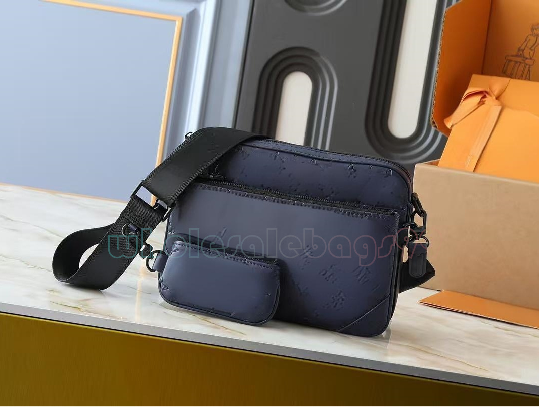 Sac de créateur Sacs de corps de luxe Sacs Men Trio Messager Sac Homme Eclipse Toile inverse 3 pièces en cuir en cuir noir vert jaune bleu Sac à