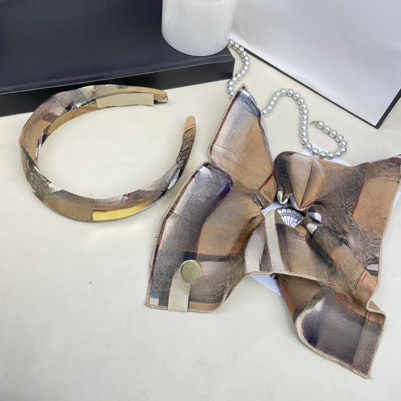 Classic Plaid Headband Retro Plaid Headband Hair Clip Multi-functional Multi-purpose Face Wash Headband Fashionable French Hair Clip Daily Wear E-image-1074481662