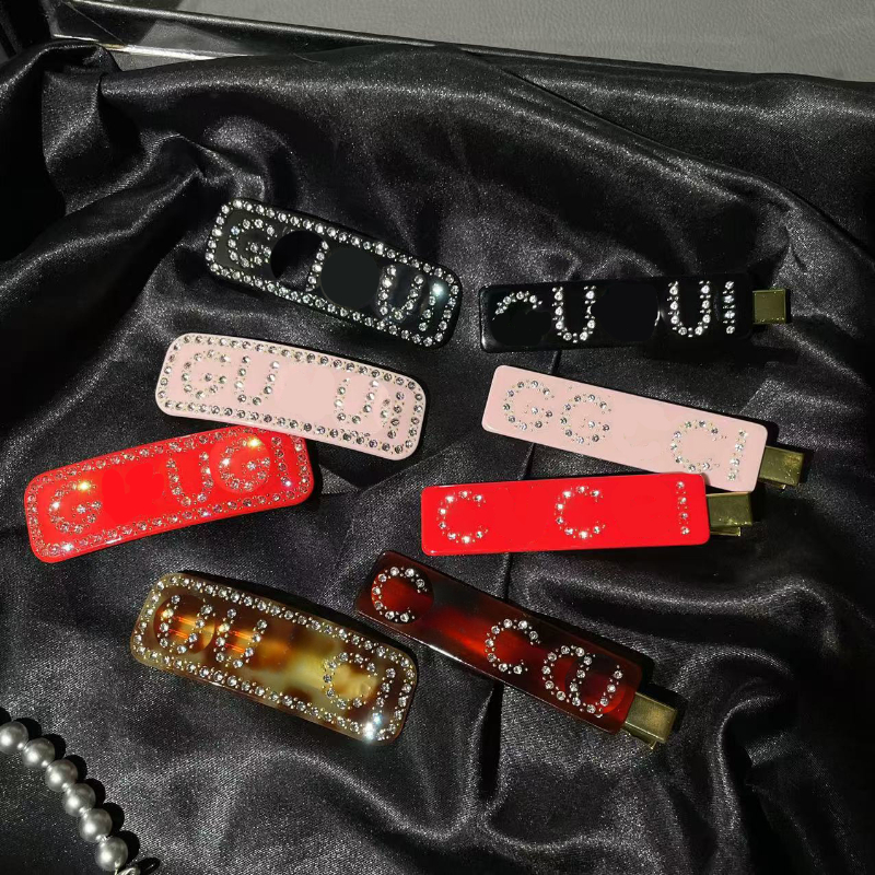 Designer Hairpins G Diamond-studded Hairpins Brand Spring Clips Duckbill Hairpins with Logos Acetate Side Clips and Branded Bangs Clips-image-1074518104