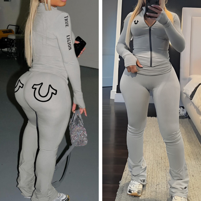 Designer Womens Tracksuits 2 Two Piece Set 2025 Autumn New Pattern Printed Long Slimming Tops And Pants Outfits-image-833579040