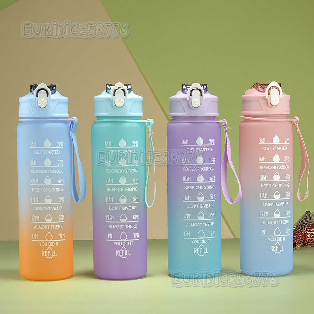 Portable Space Cup Water Cup Gradient Color Outdoor Cross Mirror Frosted Large Capacity Sports Straw Water Bottle H250911-image-1074909937