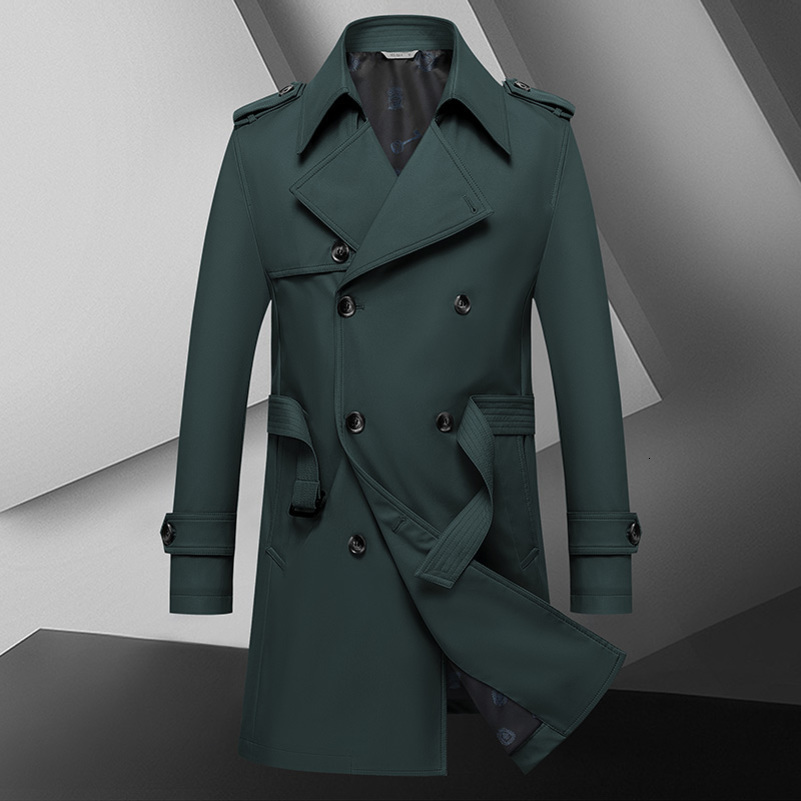 Autumn Mens Medium to Long Fashion Windbreaker Coat High Quality Double breasted British style Coat Series Belt Coat 250911BJ