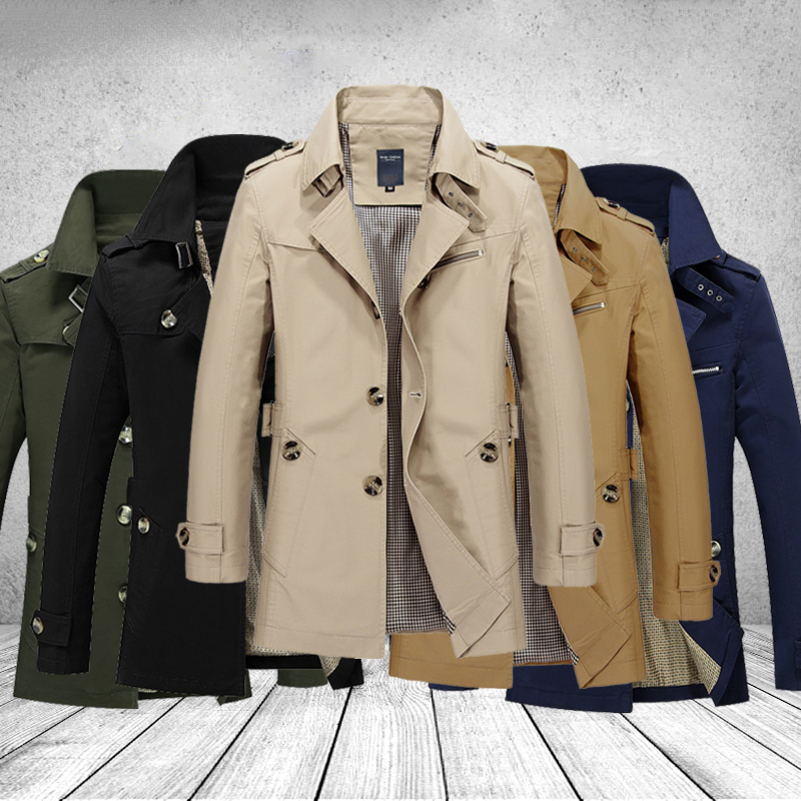 Fashion Men Trench Jackets Casual Business Trench Coat Mens Leisure Overcoat Male Single Breasted Windbreakers Plus Size 250911BJ