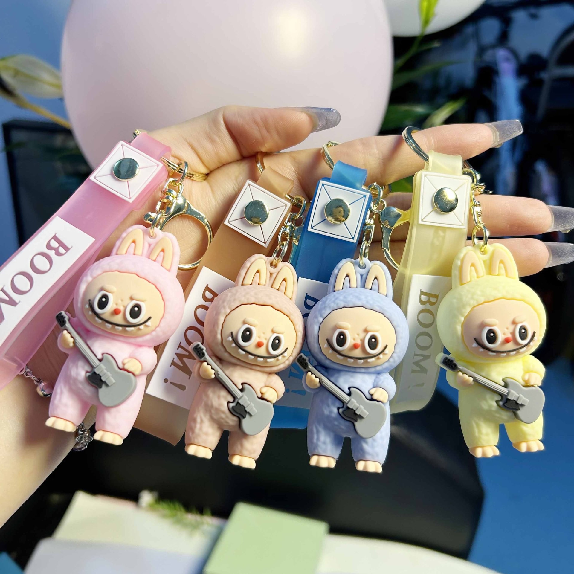 New Labubu Keychains PVC Soft Rubber Car Key Chain Wholesale Creative Children&#039;s Day Adorable Keychain Pendant Cartoon 3D Figurine Ornament-image-1074736974