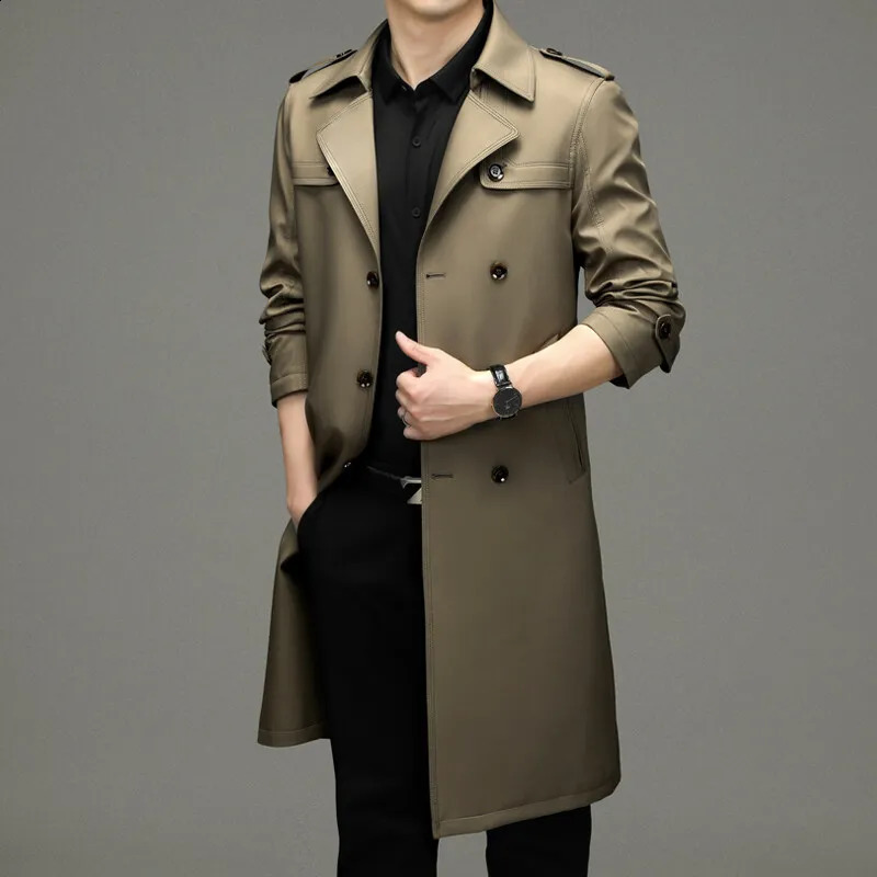 Spring and Autumn Mens Business Leisure Windbreaker Coat British Style Suit Collar Extended Coat 250918BJ