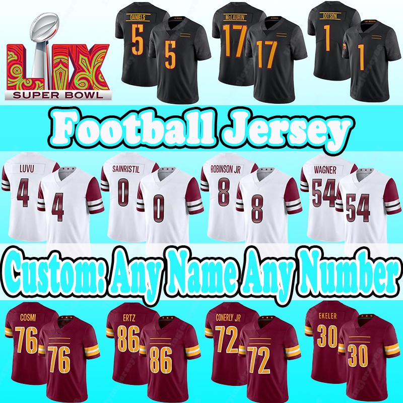 2025 New Add Patch Football Jerseys 4 Frankie Luvu 5 Jayden Daniels 17 Terry McLaurin 72 Josh Conerly Jr 30 Austin Ekeler 63 Tyler Biadasz 10 Tre-image-921526496