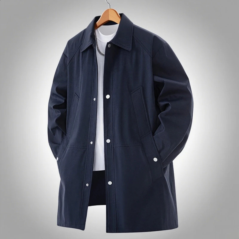 Mens Trench Coats Single Button Windbreaker Clothes Fashion High Quality Soft and Comfortable Demi Seal Long Cardigan Underwear 250911BJ