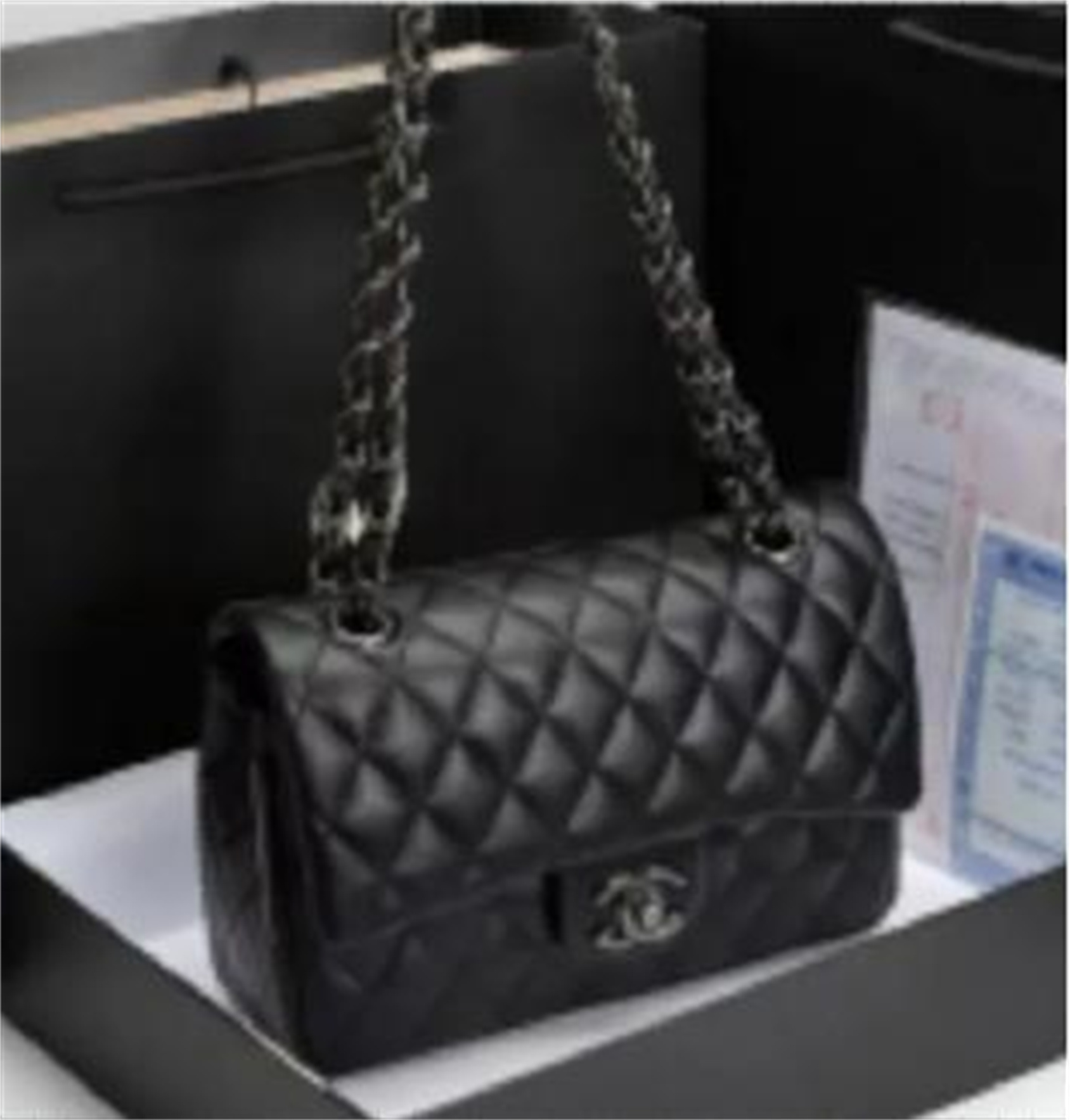 Luxury Designer Bag CF Classic Flap Medium So Black Purse Handbag Chain Wallet Crossbody Purses Women Shoulder Bags handbags Quilted All Black Doubl