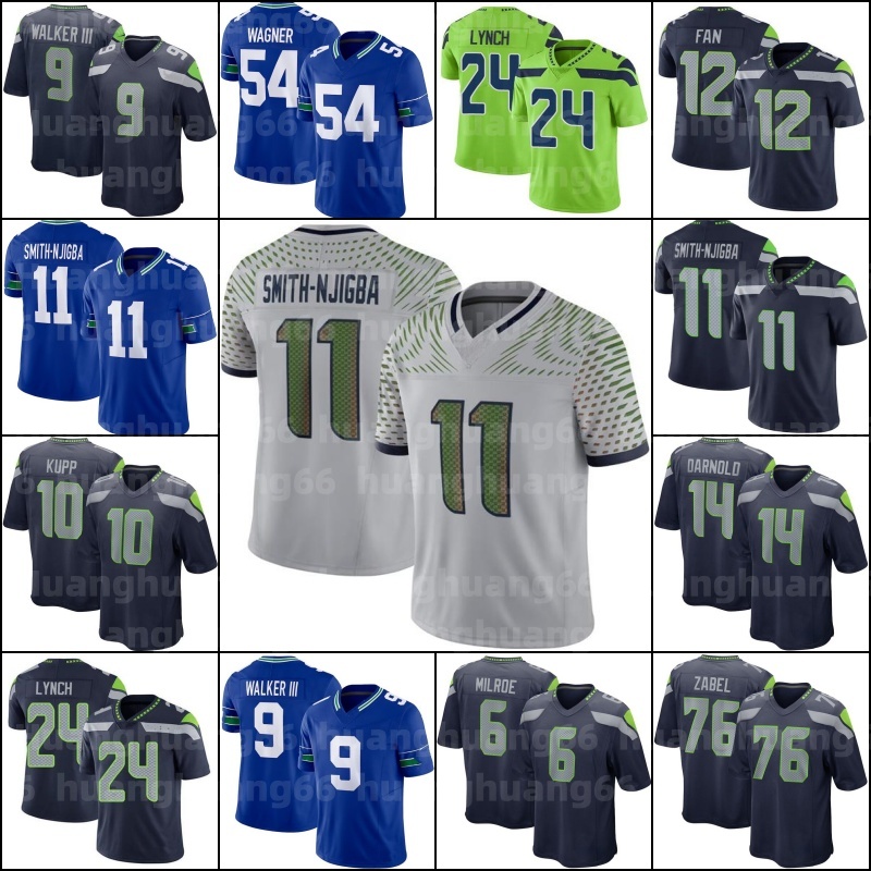 Jalen Milroe Grey Zabel 14 Sam Darnold 10 Cooper Kupp Jaxon Smith-Njigba Football Jersey Devon Witherspoon Tariq Woolen Kenneth Walker III Marsha-image-999899125
