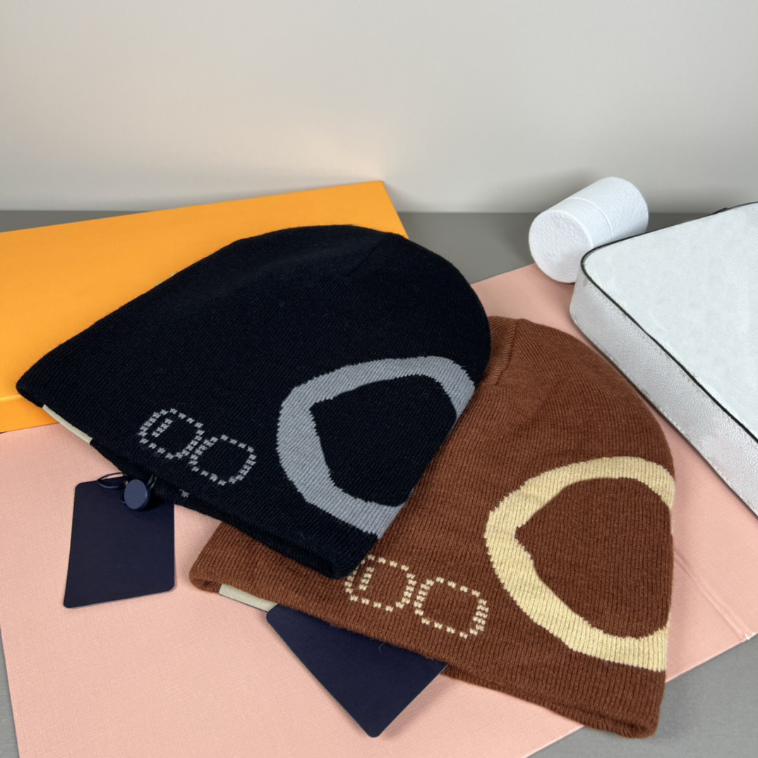 Beanie/Skull Caps Beanie Designer Hat Skull Cap Autumn And Winter New Double Sided Wearing Wool Knitted Yarn Hat Fashion Trend Streetwear