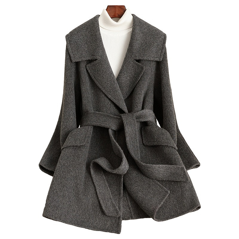 D5361 Nouveau manteau de laine mince à lacets à lacets d'automne et d'hiver