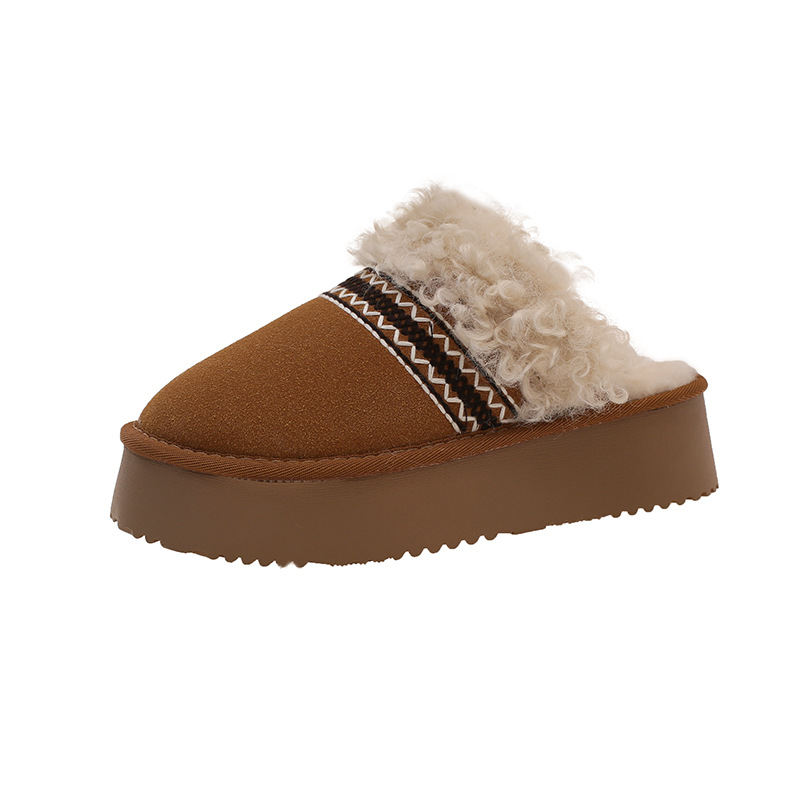 Free Shipping designer for womens flat slippers brown black beige Winter New Fashionable and Versatile Thick Bottom with Veet Warm Slippers dh110214