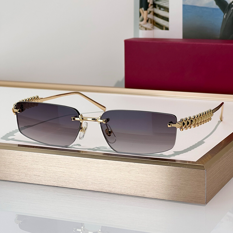 Designer Sunglasses Women Men Fashion Metal Rimless Rectangle Eyewear CT0544S Luxury Sunglasses Outdoor Goggles UV400 Glasses With Box