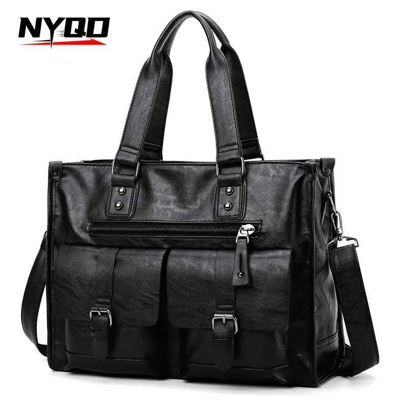 New Fashion Multifunction Briefcase PU Leather Mens Crossbody Messenger Bag Business Men Big Bag Zipper Shoulder Handbags W250912-image-1074890347