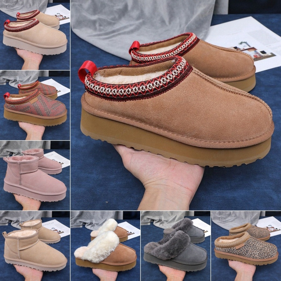 disquette tasman tazz cuir fuzz sandales de créateurs plate-forme à fond plat bottines en peau de mouton pantoufles à fourrure douce sangle arriè