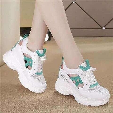 2026 Women's Sports Casual Thick Bottom High Top Shoes Breathable Mesh Increase Height Sneakers Summer New Style Versatile Hollow out