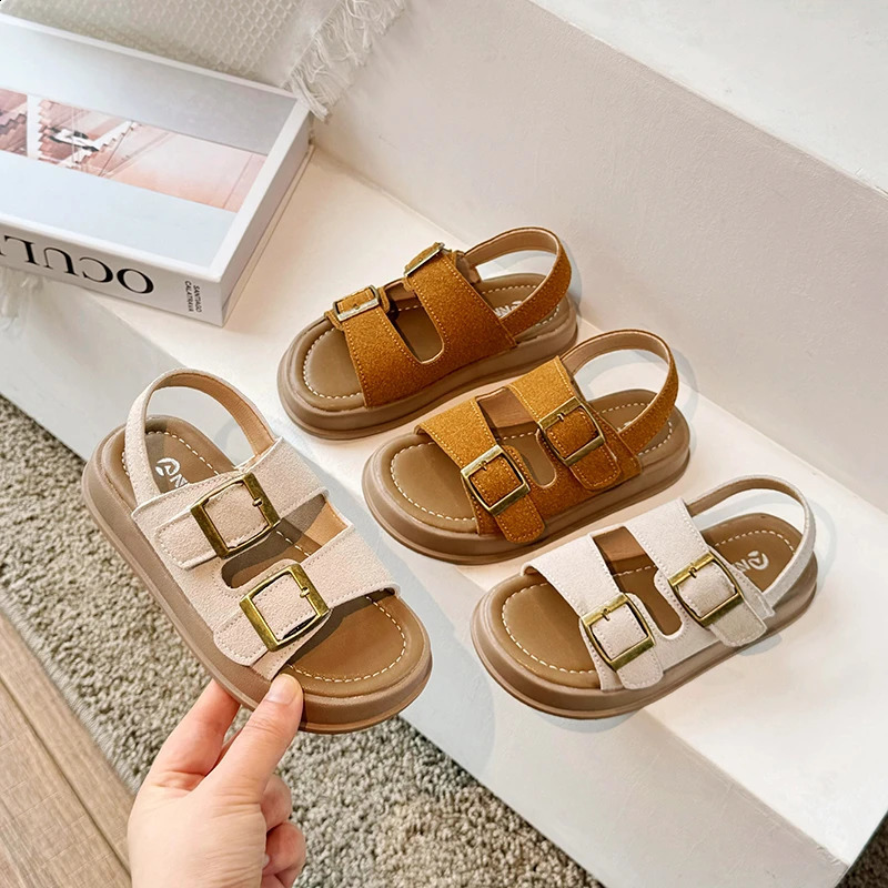 Children Retro Slippers Buckle Kids Summer Beach Shoes Simple Opentoe Classic Solid Color Boys Girls Casual Sandals 250911 L260611UJV0