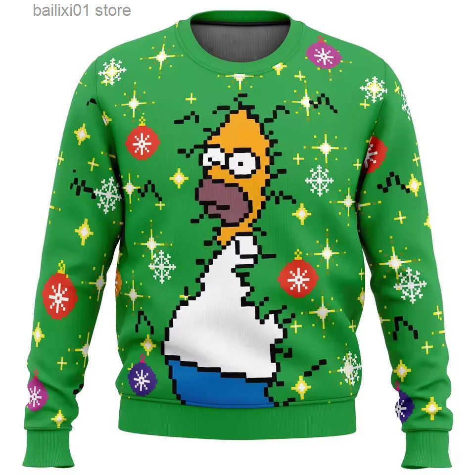Homer Bush Meme Ugly Christmas Sweater Cartoon Anime Women Men Pullover Tops 2025 New Fashion Couple Hoodie Sweatshirt Clothes T250912