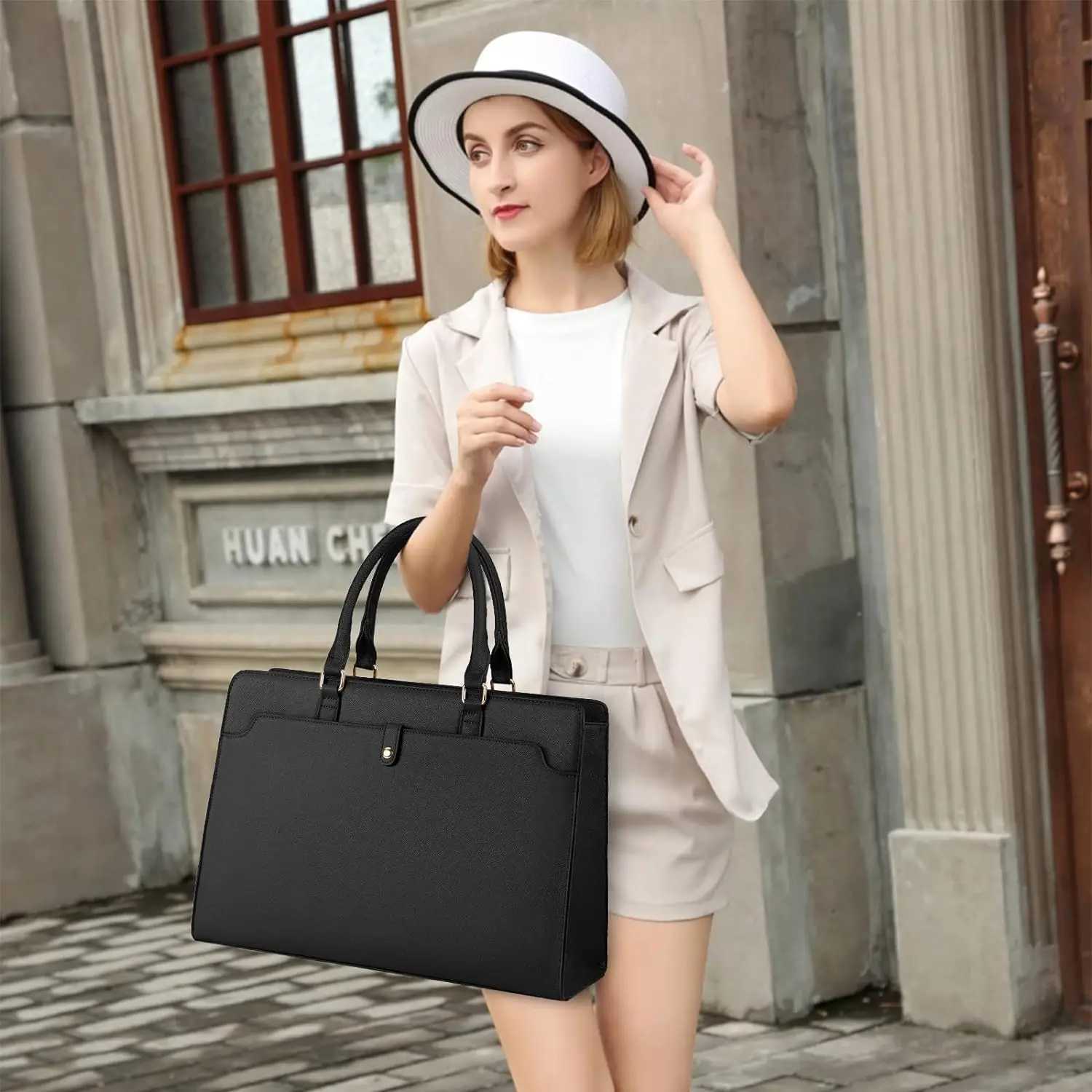 Large Capacity Laptop Bag for Women 156 Inch Laptop Tote Bag Leather Work Bag Waterproof Briefcase Business Office Computer Bag W250912-image-1074891339