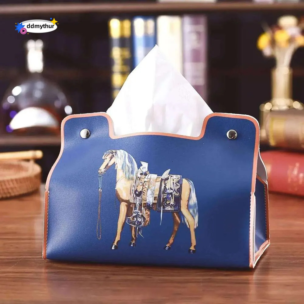 Retro Furniture Tissue Box PU Napkin Holder Desktop Drawer Leather Car Universal Organizer K260317-image-1097953030