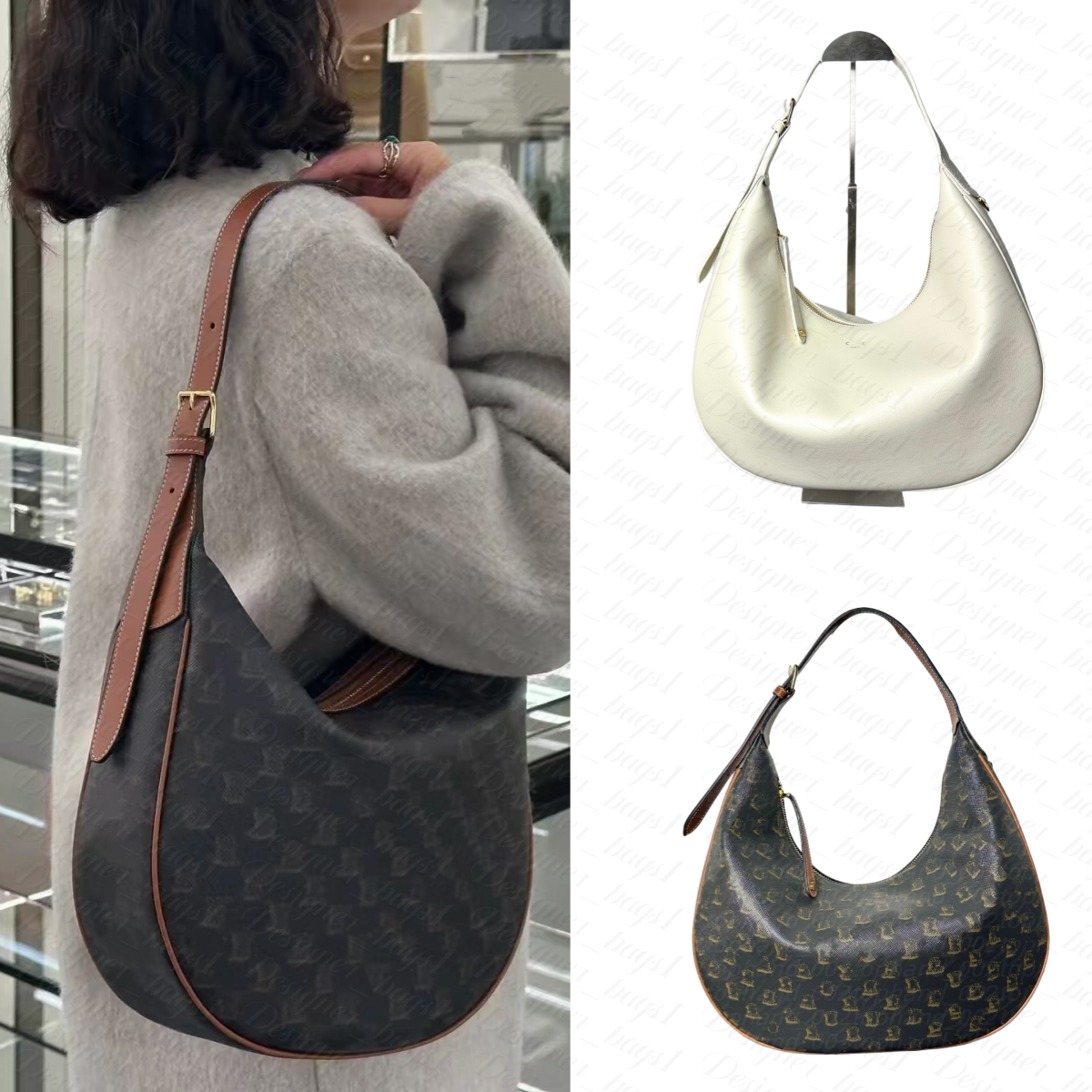 Large small Womens Designer Shoulder Bags Luxury Totes sac triomphes crescent handbag ava men half moon Clutch Bags Cross Body Leather pochette City