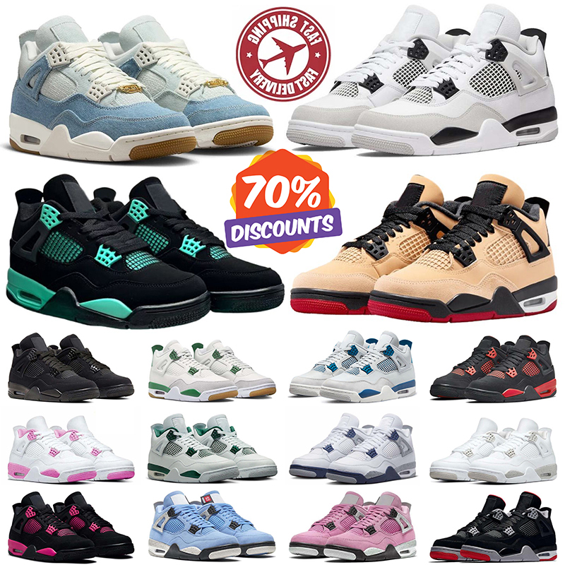 Mens 4 basketball shoes 4s local warehouse outdoor womens sport platform running sneakers trainer red thunder green black navy university blue stock