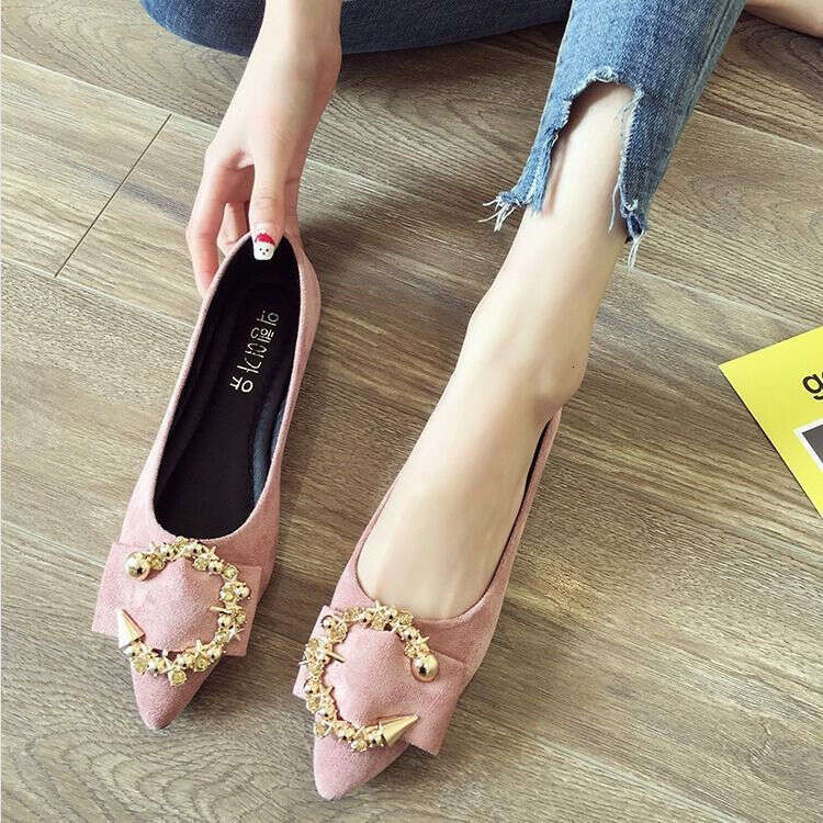 2026 Pointed-Toe Flat-Heeled Women's 2023 New Korean-Style Versatile Suede Casual Shoes With Soft Bottom For Spring