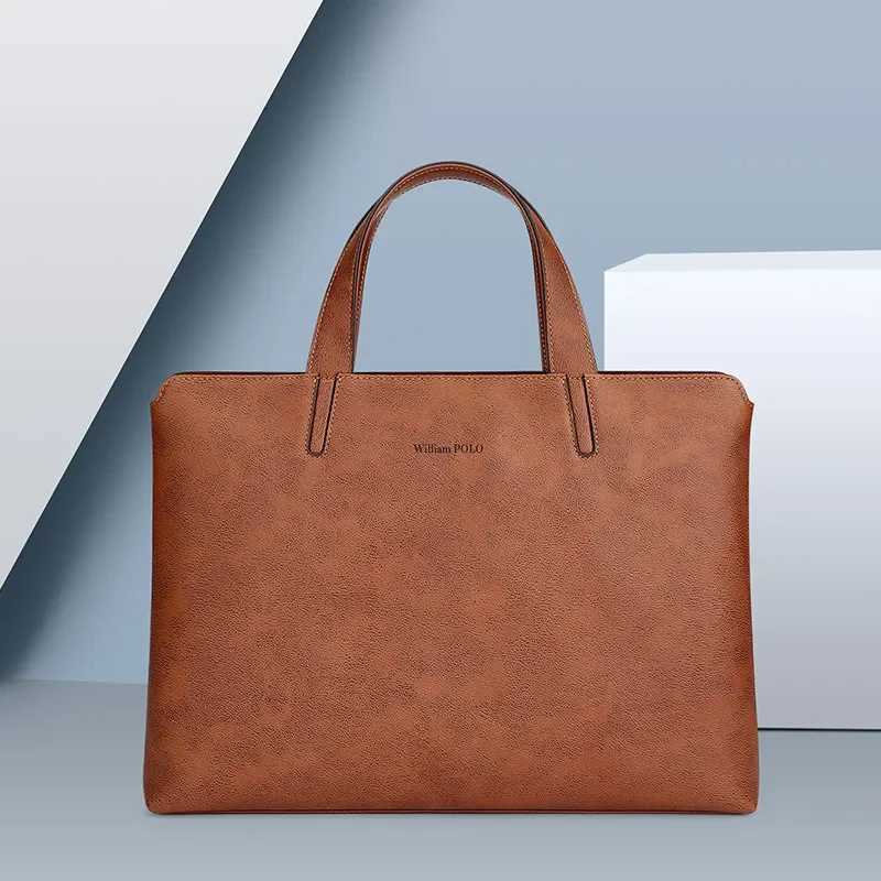 Genuine leather mens briefcase fashionable retro style computer bag personalized shoulder bag W250912